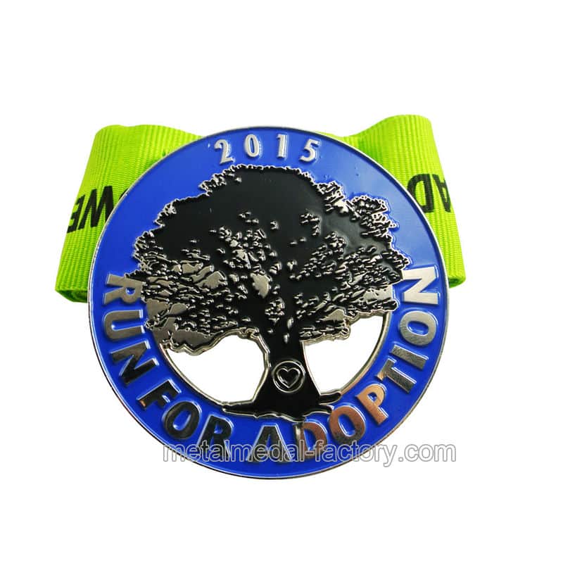 Custom award trophy running medal with ribbon