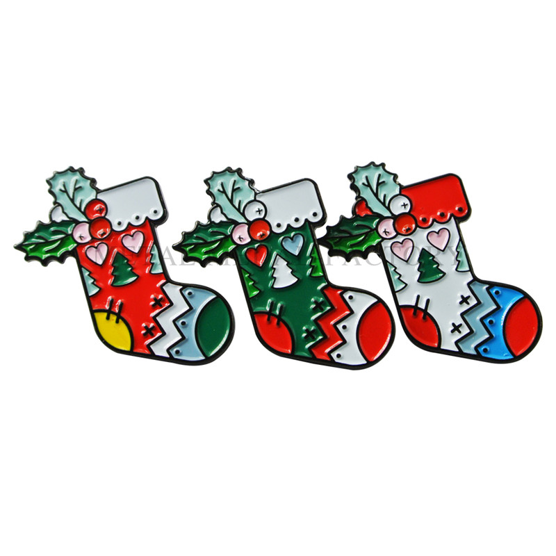 Christmas Stocking Shape Lapel Pins With Clutch