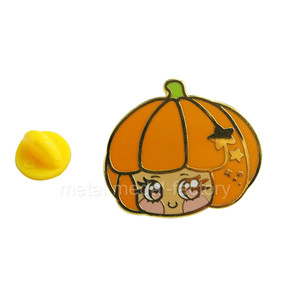 custom pumpkin shape yellow color hard enamel pins