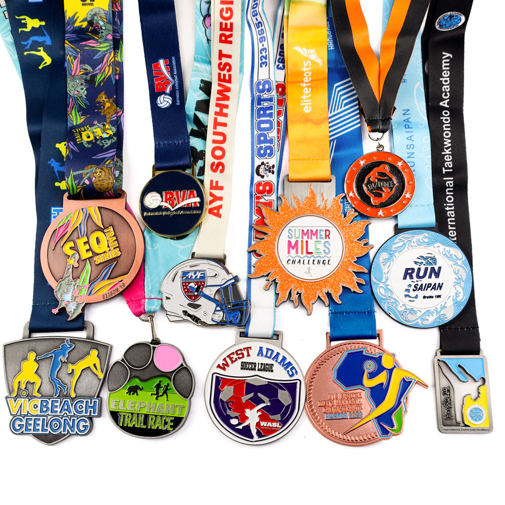 custom  3d enamel sport race finisher medals with ribbon