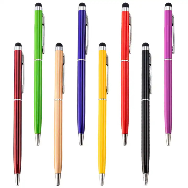  Metal Aluminum Touch Screen Ball Point Pen Multifunction Custom Logo Slim Black Stylus Touch Pen for Phone and Tablet PC