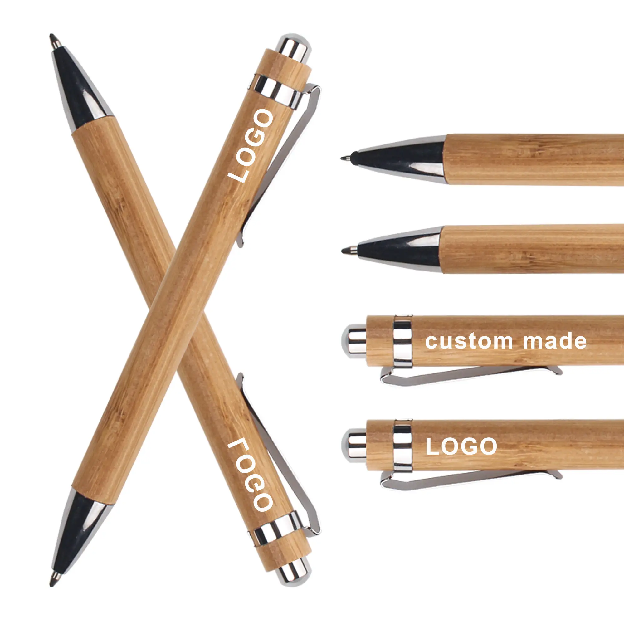 Hot Sales Press Advertising Bamboo Wood Ballpoint Pen For Office School Business