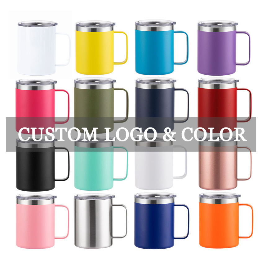 Custom logo Printed 12oz 14oz 16oz 24oz Travel Water Coffee Mug Thermal Insulated Camp Tumbler Metal Stainless Steel Coffee Cup