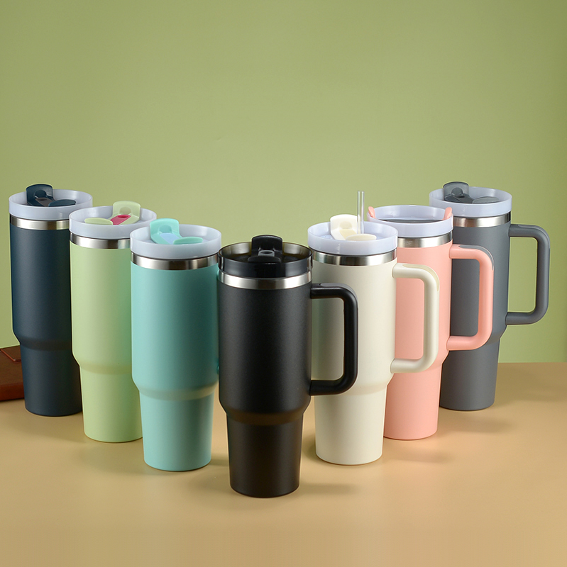 40oz Double Wall 304 Stainless Steel Vacuum Insulated Thermos Tumbler Coffee/Tea/ Beer Tumbler Mug With Handle