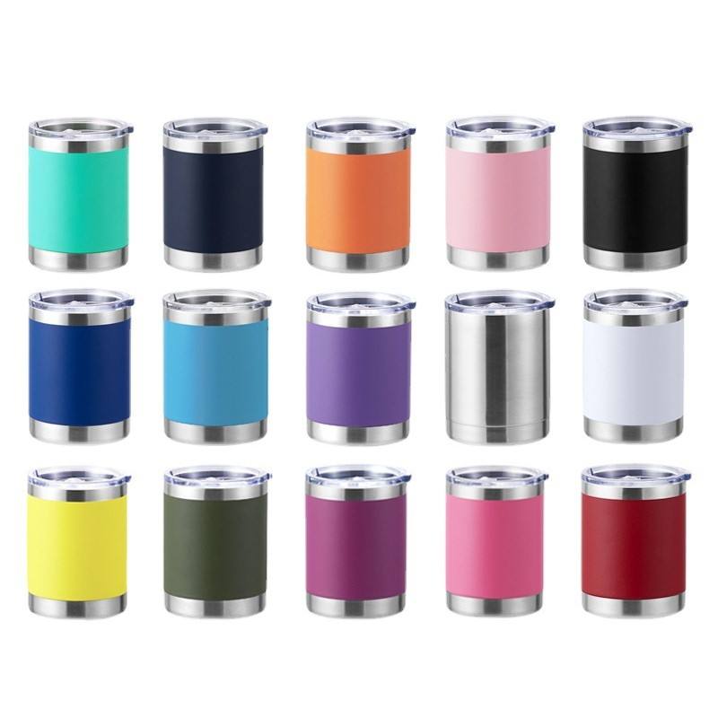 Custom 10oz 3-in-1 Coffee Tumbler Stainless Steel Insulated Mug Powder Coated Lowball Beer Tumbler Cola Holder Can Cooler Cup