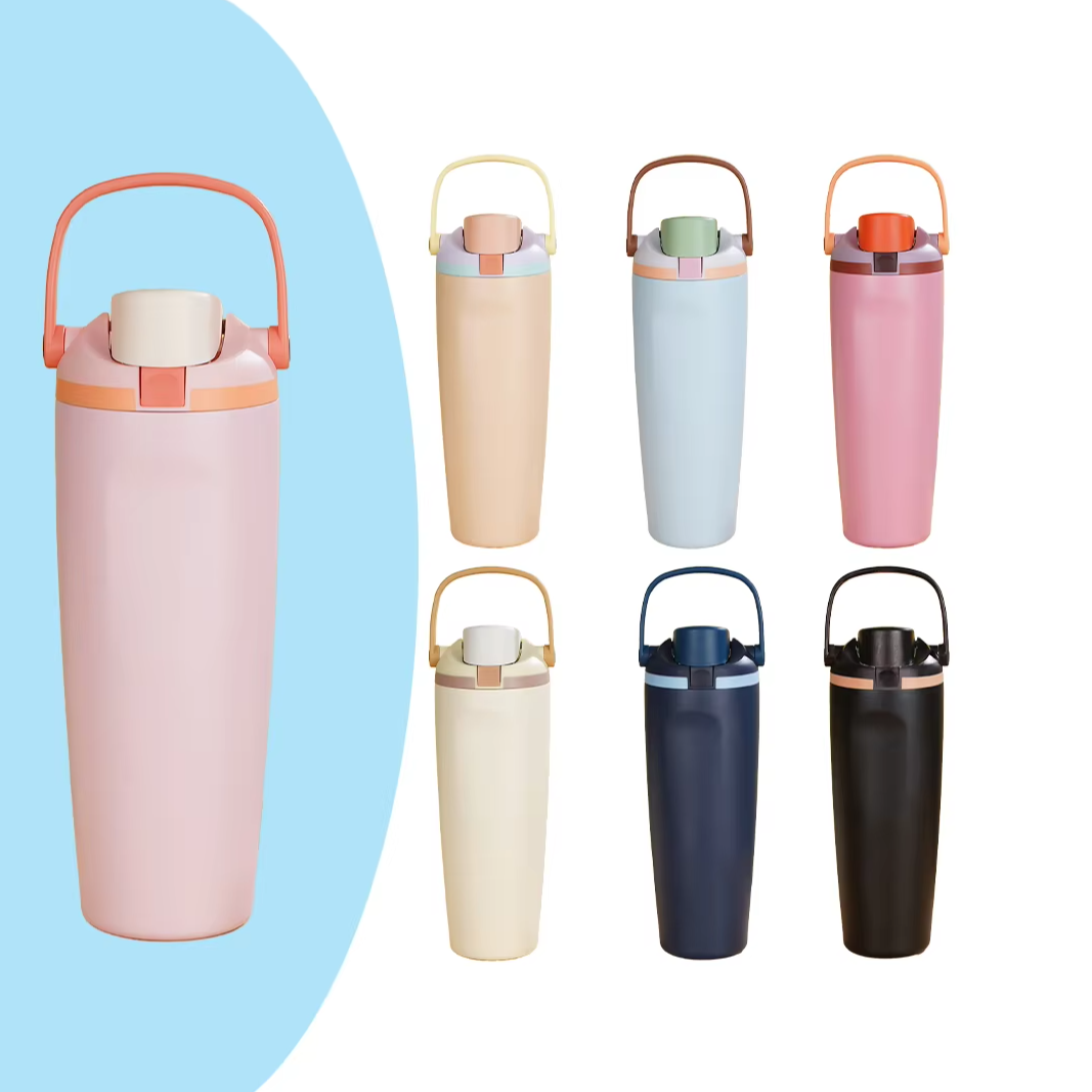 2025 New Product 32OZ Reusable Double Wall Stainless Steel Vacuum Insulated Travel Milk Water Bottle with Handle Lid