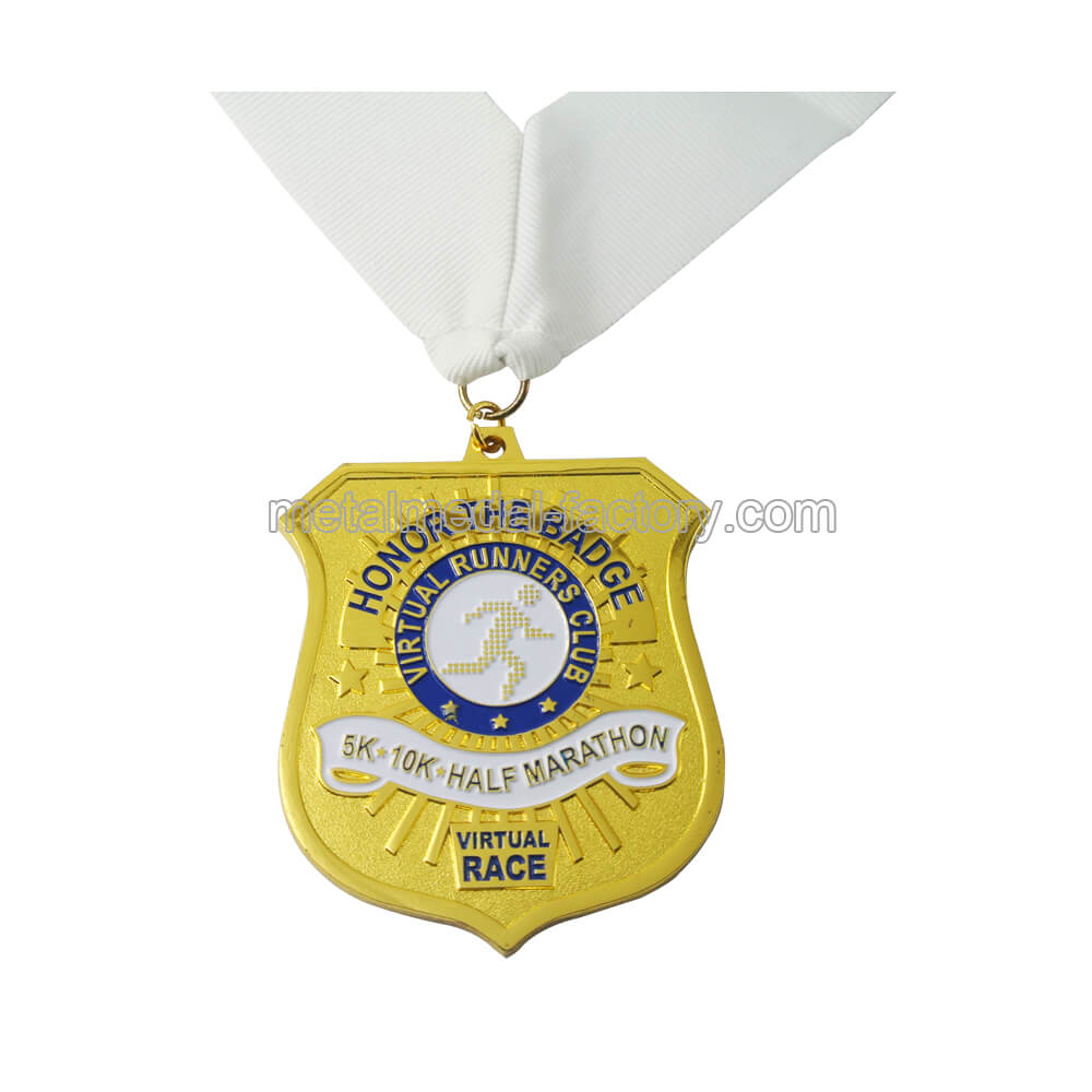 Award gold sports ribbon medal for runners