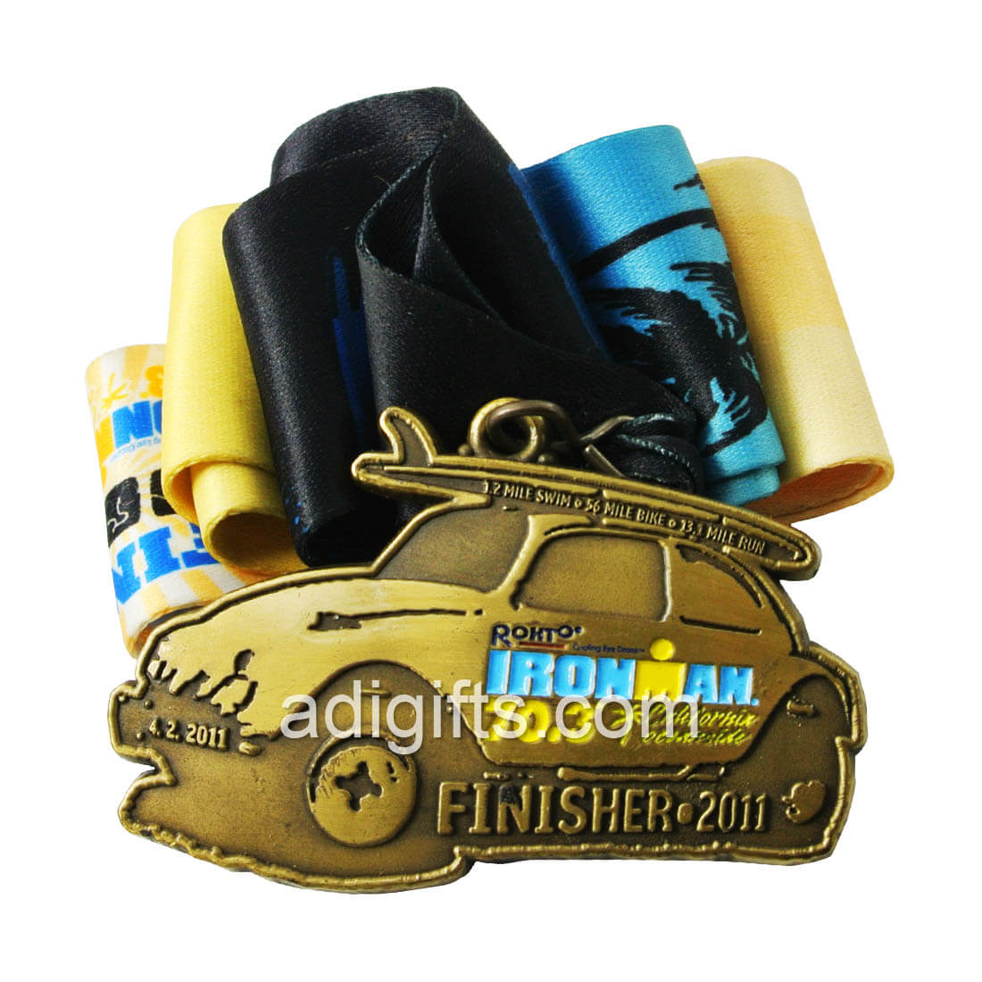 Running cars finisher ribbon  medal