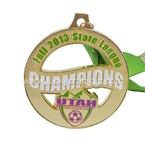 wholesale cheap custom soft enamel metal soccer medals engraved