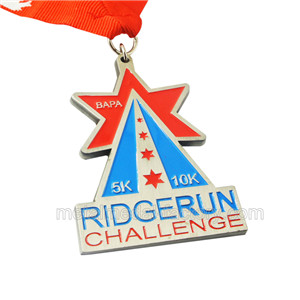 5K & 10K Star Custom Medal With Ribbon