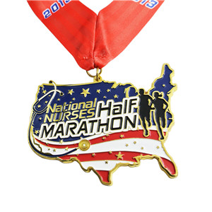 USA Half Marathon Metal Custom Award Medals With Ribbon