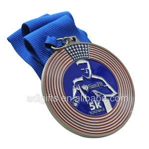 Custom award 5k marathon ribbon medal for runners