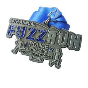 Blue Color Soft Enamel Medals For Running Races