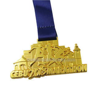 Gold Plating Marathon Sport Medal Without Color Soft Enamel