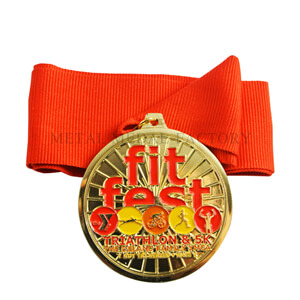 Fit Fest TRIATHLON &5K Custom Gold Medallion 