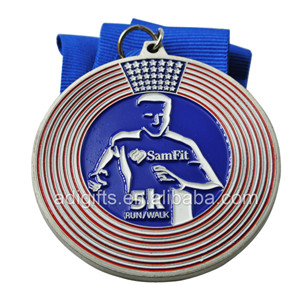 Custom marathon award winner medal with ribbon